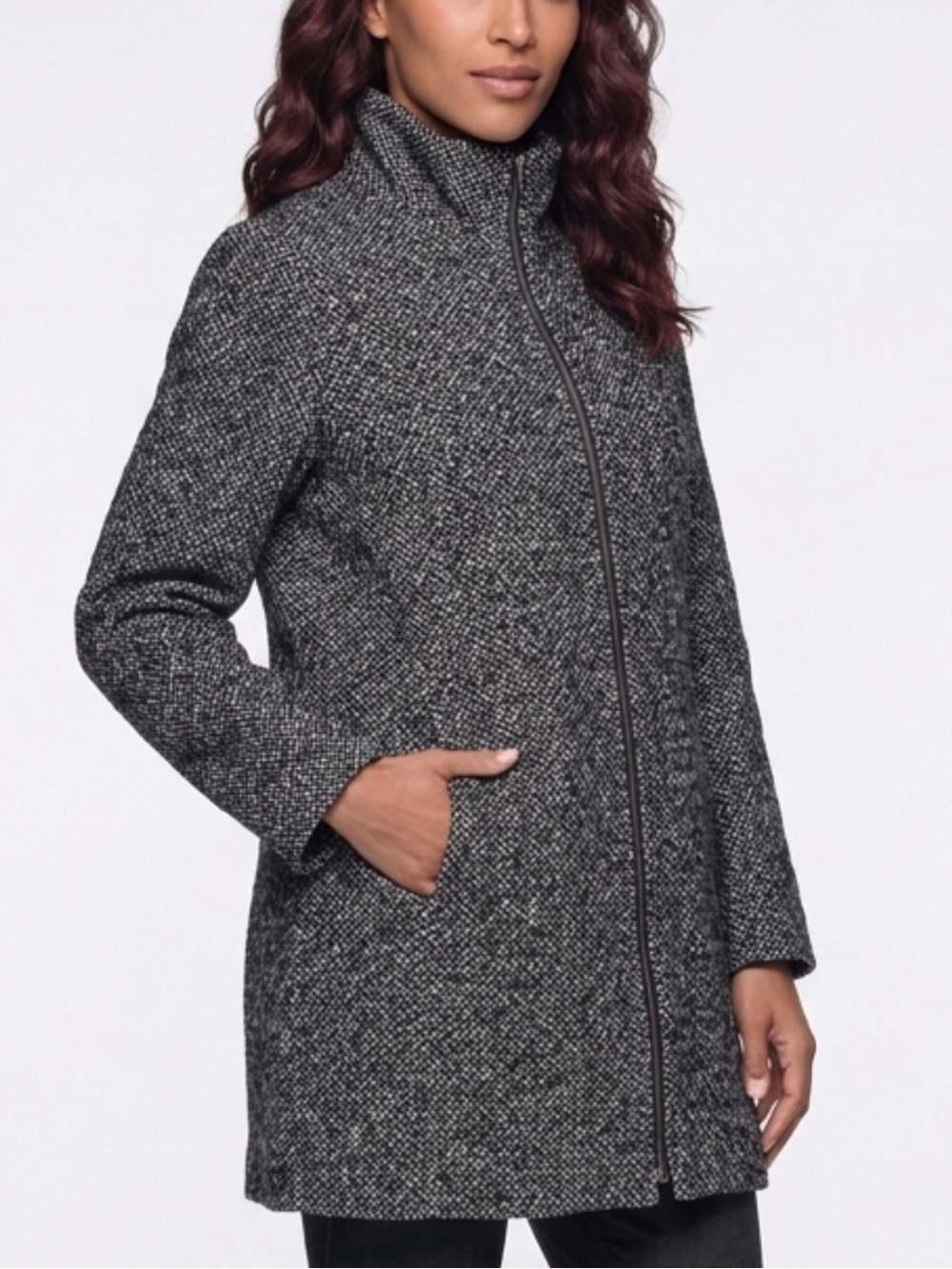 Old Navy Black and Gray Tweed Pea Coat